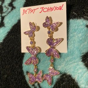 Betsey Johnson Lavender Crystal Butterflies